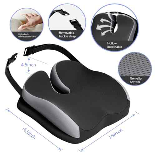 Seat Cushions for Office Chairs Wheelchair Cushion for Long Sitting Back Pain£¬Memory Foam Seat Car Computer Desk Chair Cushion£¬Coccyx Cushion for Tailbone Pain Relief Cushion Office Chair Butt Pillow