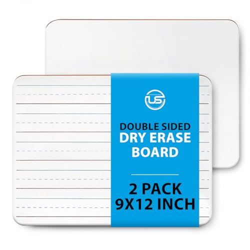 Ultimate Stationery 2-Pack Small Whiteboards 9x12 Inch Double Sided for Kids & Classroom