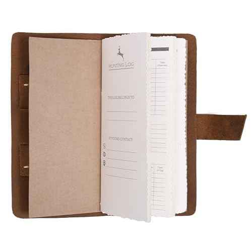 Tolredo Made in Canada Premium Hunting Journal Top-Grain Cowhide Leather Hunting Logbook Gift for Huntsman, 96 Bleed Proof Pages(8.3"X4")