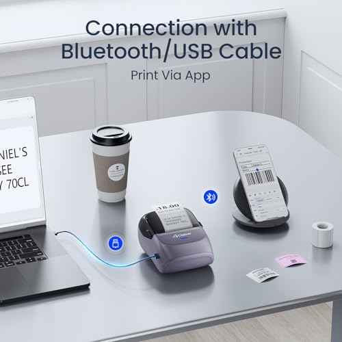 CLABEL Label Maker Machine with Tape: 221B Inkless Label Printer Handheld Barcode Printer Compatible with Phone & PC for Retail School Office Clothing