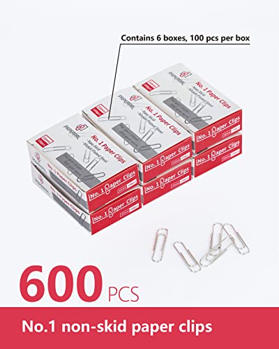 PAPERPAL No. 1 Non-Skid Paper Clips 6 Pack - 600 Silver Office & School Use