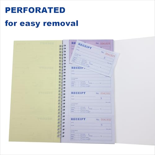 IWIZPRINT 3-Part Carbonless Money & Rent Receipt Book, 5-1/2 x 11, Spiral, 100 Sets