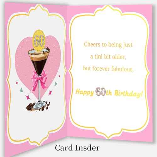 Espresso Martini 60th Birthday Card Gifts for Women, Happy 60 Year Old Birthday Decorations for Her-A Tini Bit Older Birthday Gift