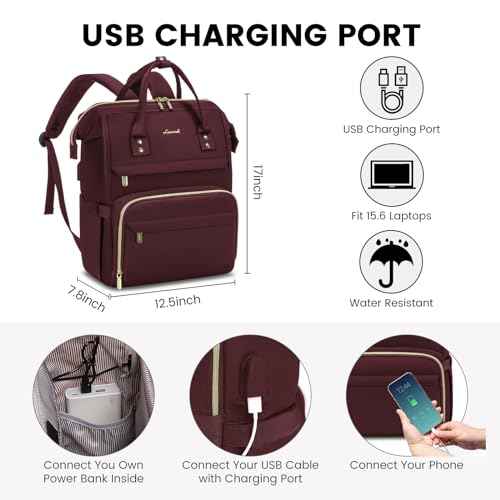 LOVEVOOK Backpack for Women, 17 inch Laptop Backpack for Women Teacher Backpack Nurse Bag, Waterproof Work Backpack for Travel, Commuter, College