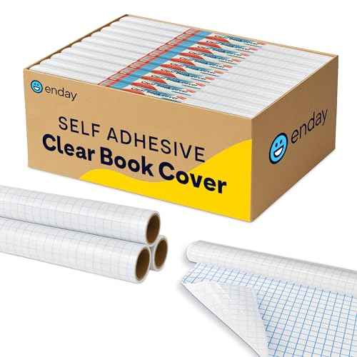 Clear Contact Paper, 17.5¡± x 5-Feet, Transparent Self Adhesive Book and Textbook Covers for Paperbacks and Hard Covers, Plastic Protective Covering Contact Paper Roll, Acid Free, 48 Rolls ? by Enday