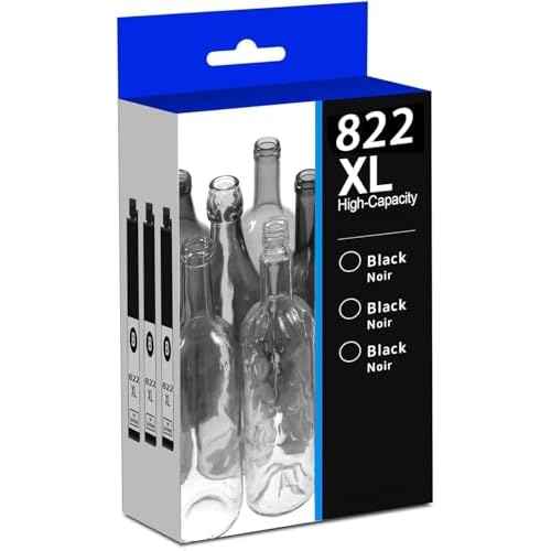 822XL Remanufactured for epson 822xl Ink cartridges T822 822XL Black for Workforce Pro WF-3820 WF-4833 WF-4830 WF-4820 Printer (3 Black)