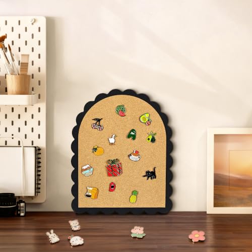SHASHIDI 9.8x11.8 Inch Scalloped Arch Cork Board Decorative Pin Board for Photos & Notes