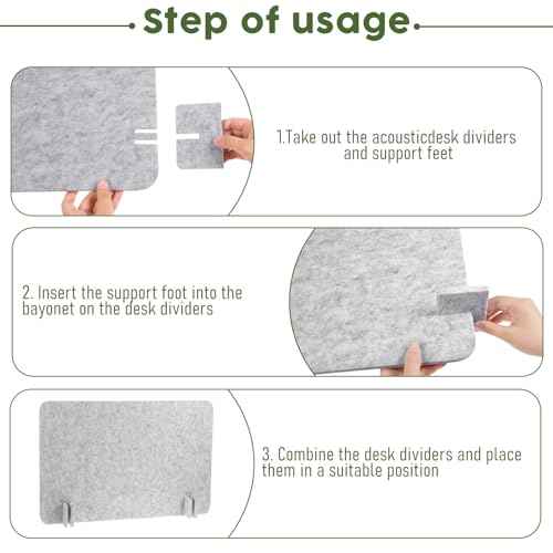 2pcs Acoustic Desk Privacy Panel, 24 x 16" Desk Dividers for Students Desk Partition with Support Feet for Office or Home Use(Silver Gray)