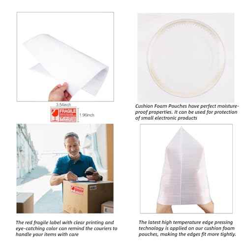 Moving supplies,200Pack Cushion Foam Pouches, Packing Supplies for Moving, Packing, Transportation and Storage, Incidental 120Fragile Stickers (16X16, 12X7.5, 10X10, 7.5X7.5)