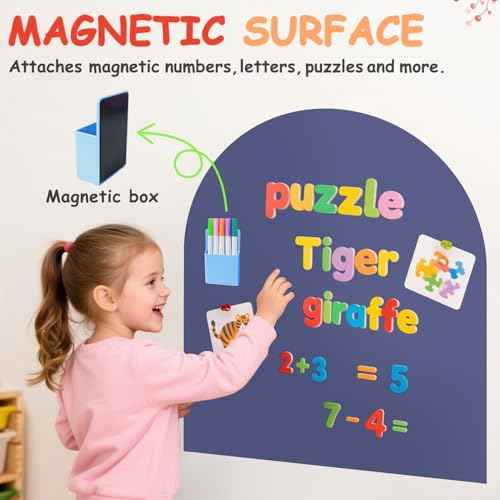 Arch Magnetic Wall Decal for Kids 40x32 Inches Magnetic Chalk Board Sticker Magnet Chalkboard for Wall Peel and Stick Self Adhesive Blackboard Multifunctional for Playroom Home Office School