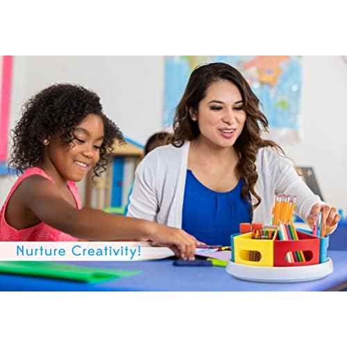 Rotating Art Supply Organizer for Kids, Crayon Caddy for Kids Desk or Pencil and Marker Holder for Teachers, Classroom Arts and Crafts and Homeschool School Supplies Storage