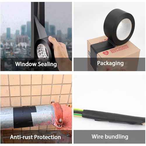 3-Pack Duct Tape Heavy Duty Black Waterproof, 66 Yards x 1.88 Inch Total Strong Adhesive Duct Tape No Residue Bulk for Home Use, DIY, Projects, Outdoor Repairs Tear by Hand