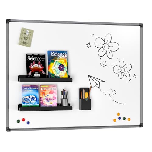 Black Magnetic Shelf with Pen Holder for Whiteboards - FUCDTEFC