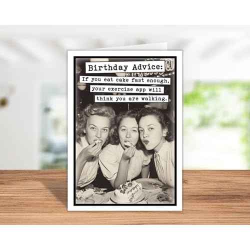 Katie Doodle - Funny Birthday Cards for Women, Friend (Handmade in USA) - Great for 30th, 40th, 50th, 60th, 70th, 75th, 80th, 90th Birthday Gifts for Women Her Friends - Includes 1 Card & 1 Envelope