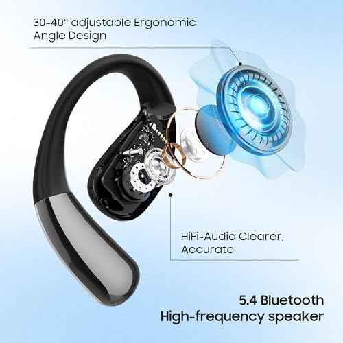 AI Translation Earbuds Real Time, 147 Languages Smart OWS Bluetooth Earbuds Translator, Audifonos Traductores Ingl?s Espa?ol, Translator Device for Business, Travel and Study, with ChatGPT, Black