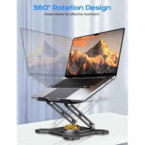 Adjustable Laptop Stand for Desk, 360¡Æ Rotating Base Ergonomic Computer Stand, Laptop Riser Foldable Protable for Office Home Fits Compatible with MacBook Pro/Air Notebook up to 10-16" Black