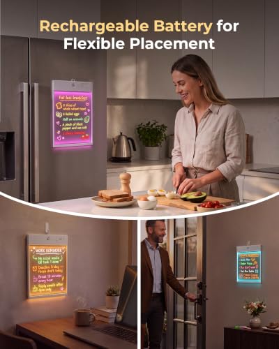Rechargeable Magnetic Fridge Message Board with Motion Sensor LED Light