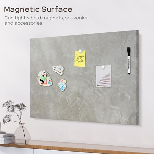 Dry Erase Board for Wall, 28'' x 20'' Decorative Magnetic Magnet Board, White Board, Display Board for Home & Office Decor - Concrete