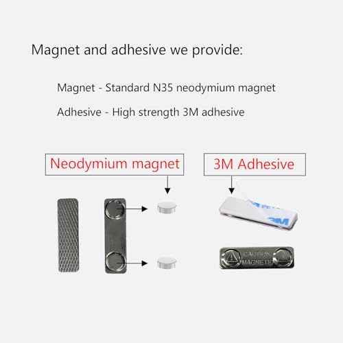 Upgraded Strong Name Tags/ID Badge Magnets, 10 Pack Magnetic Name Badge Holders with Steel Back Plate, Fastener with Adhesive on Front Plate, High Strength Neodymium Magnets ID Holder