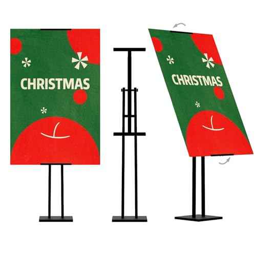 Heavy Duty Sign Stand, Metal Floor Standing Poster Stand, Retractable Height Poster Board Stand and 180¡Æ Rotation, Display Stands for Vendor Events, Black Foam Board Stand 2 Pack