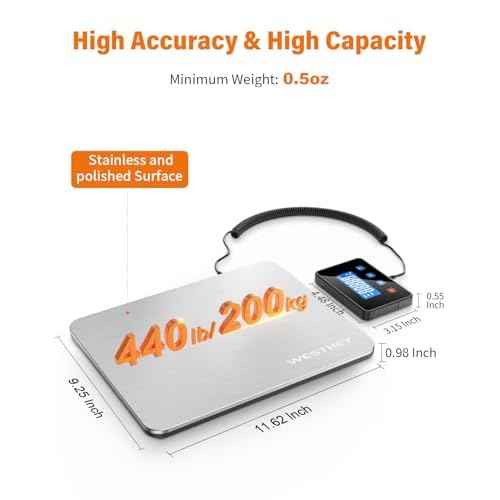 Shipping Scale 0.5oz-440lb High Accuracy Postal Digital Weight Luggage Scale for Packages Warehouse Home Small Business Pet Food Mail