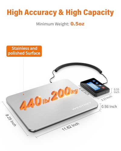 WESTHEY Digital Postal Shipping Scale 440lb Variation 1, High-Precision LED Display