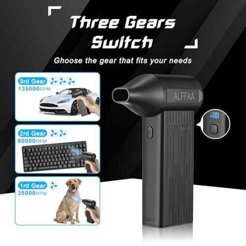 Electric Air Duster 3 Gear Adjustable Jet Dry Blower can Reusable Can for Computer Keyboard,Outdoors,Car,Home Cleaning
