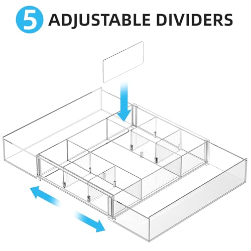 Marbrasse Clear Expandable Desk Drawer Organizer with 10 Adjustable Compartments