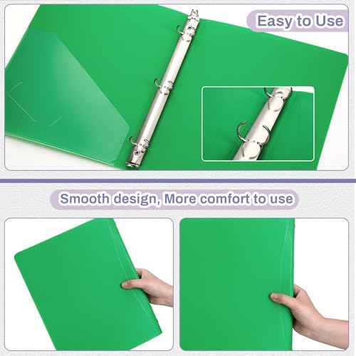 CHENGU 12 Pieces 0.75 Inch Binders 3 Ring Holds 200 Sheets Paper 0.75 Inch Plastic Binder with Pocket Round 3 Ring Letter Size for School Office Supplies