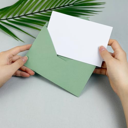 50 PCS Sage Green A4 Envelopes with Gold Stickers for Invitations - 4x6