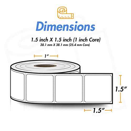 (4 Rolls, 900/Roll) 1.5¡± x 1.5¡± Direct Thermal Labels - 1¡± Core, Compatible with Rollo Label Printer & Zebra Desktop Printers - All Purpose QR Barcode Address - Adhesive Perforated