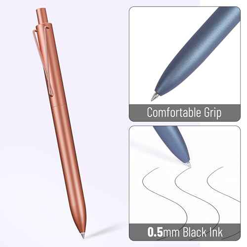 Mr. Pen- Retractable Gel Pens, 6 Pack, Black Ink Gel Pens Fine Point 0.5mm, Metallic Dark Vintage Barrels, Fast Dry