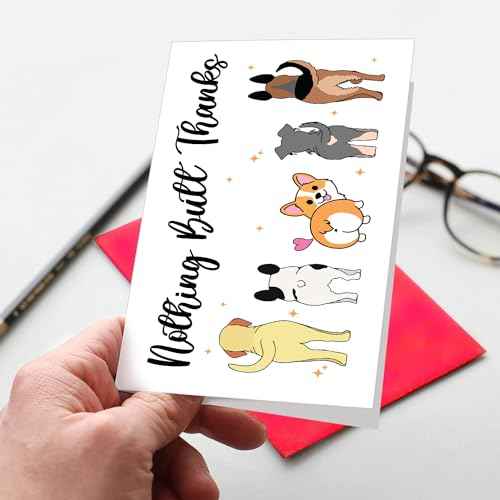 Cute Dog Thank You Card for Teachers Boss Friends, Funny Appreciation Gifts for Women Men, Veterinarian Gifts, Nothing Butt Thanks Pun Card