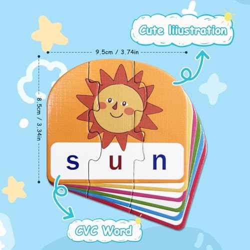 CVC Puzzle Cards for Kids ? Phonics & Spelling Games for Toddlers, 3-Letter Word Puzzles for Preschool & Kindergarten, Perfect for Speech Therapy & Early Learning Classroom Essentials