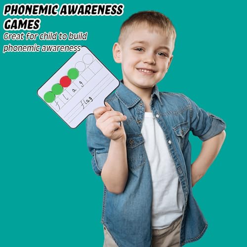 Seajan 18 Pcs Magnetic Paddle Set Education Dry Erase Double Side Handheld Answer Board with Magnetic Counters Discs Phonemic Awareness Phonics Games Toy for Students Kids Teaching Supply (Bright)