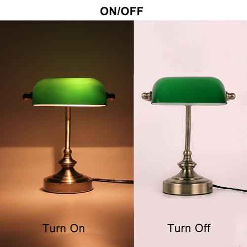 Mini Glass Bankers Lamp, Desk Lamp, Classic Retro Bronze Finish G9 Base, Plug in Vintage Table lamp, Reading Modern for Home Office,Piano Banker Mini Desk Table Lamp,Library(Without Bulb)