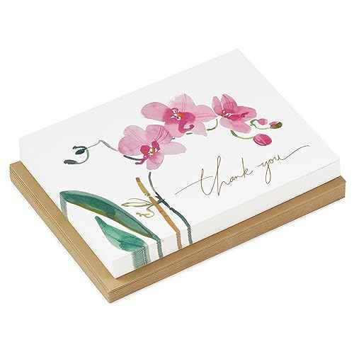Hallmark Pink Orchid Thank You Notes (20 Blank Cards with Envelopes) for Bridal Shower, Baby Shower, Wedding, Birthday