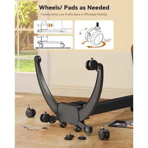 JOY worker Foldable Mobile Standing Desk, Upgraded Height Adjustable Rolling Desk, Max Height 47.6", 90¡Æ Tiltable Board & Base, Portable Workstation with Moveable Wheels, Holds Up to 22lbs, Black