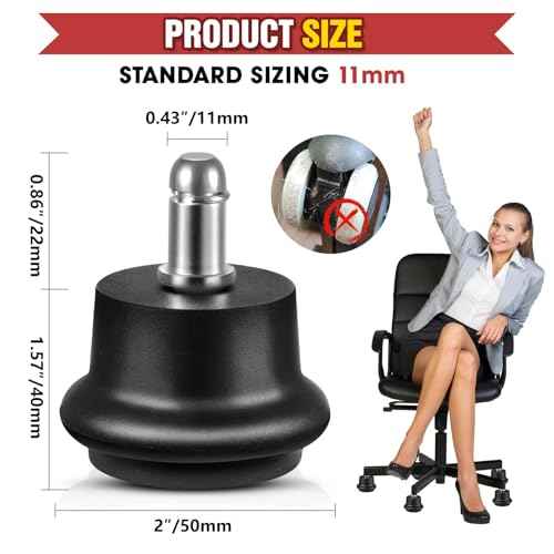 Pisman Bell Glides Replacement for Office Chairs or Stools - Convert Swivel Casters to Fixed Stationary Wheels, Short Profile with Self-Adhesive Felt Pads (15Pcs)