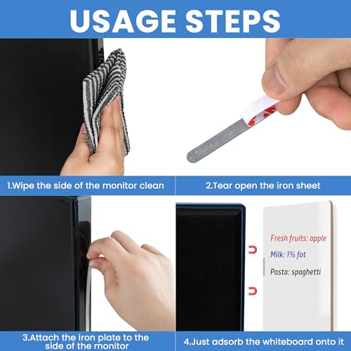 Magnetic Monitor Memo Board with 3 Markers & Eraser - Desk Organizer