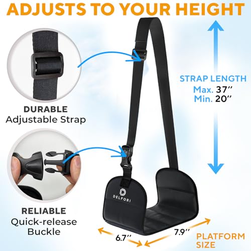 Foot Hammock for Plane Travel - Delfori Adjustable Foot Rest with Hardboard Platform