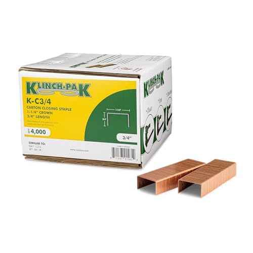 C-3/4 Carton Staple 1-1/4 inch Crown with 3/4 inch Leg Length, 4000 per case - SIM CC34, C34 or JK561, Ideal for Wood and Sheet Metal Projects in Construction, DIY and Office/Retail