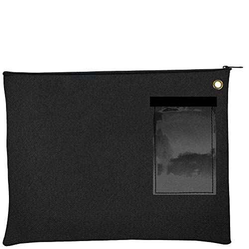 BankSupplies Canvas Interoffice Mailer, 14 oz. - 14W x 11H - Black - Transit Bag - Large Zipper Bag with Grommet - Use with Padlock or Zip Tie for Security - Interoffice Mail Bag