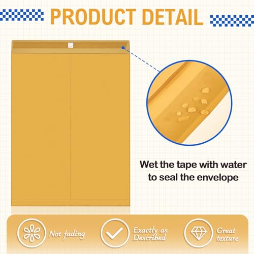 Motipuns 25 Pack Large Manila Clasp Envelopes 14 x 18 Inch Golden - Office & Mail Supplies
