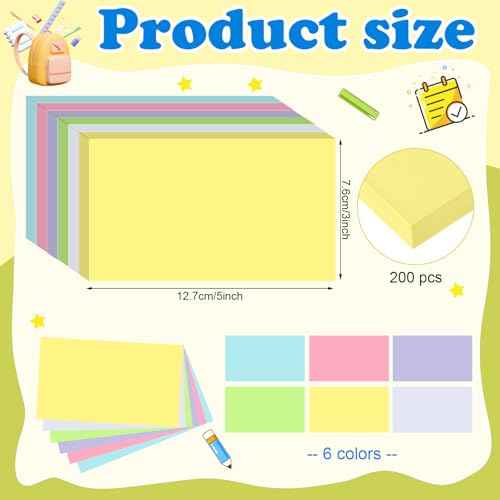 Colored Blank Index Cards 3x5 Inch Flash Cards Flashcards Heavy Weight Note Cards for Studying School Office Supplies, 240 Count