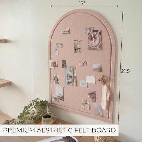 Pink Large Arched Felt Bulletin Board - Cork Board Alternative for Wall Decor