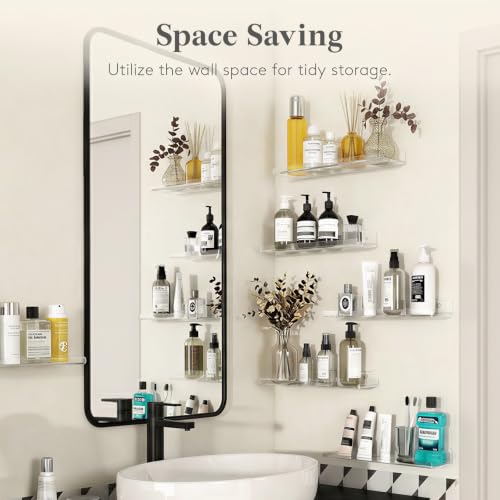 Lifewit Acrylic Floating Shelves for Bathroom - 14 Inch, Clear, 4 Pack