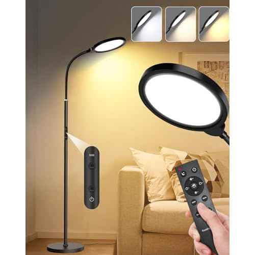 LED Floor Lamps with Remote Dimmable Timing Eye Care Standing Reading Lamp for Living Room Bedroom Office