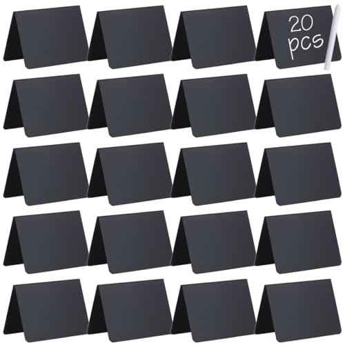 20 Pack 4"x3" Mini Chalkboard Signs for Food Buffet Party, Tabletop Small Chalkboard Signs Food Labels for Wedding Bakery Buffet, Easy to Write and Wipe Off