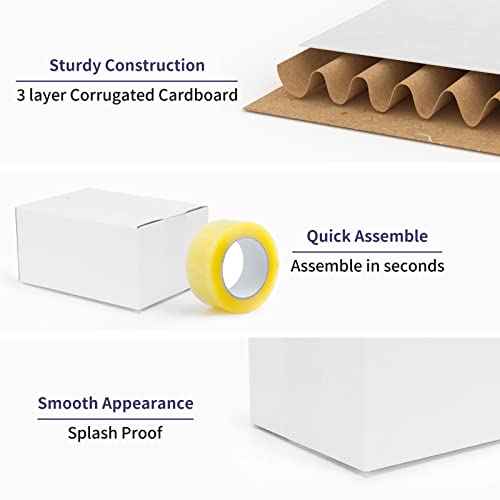 40 Pack Small Shipping Boxes 8x6x4 Inches, White Corrugated Cardboard Mailing Box for Shipping, Packing, Business